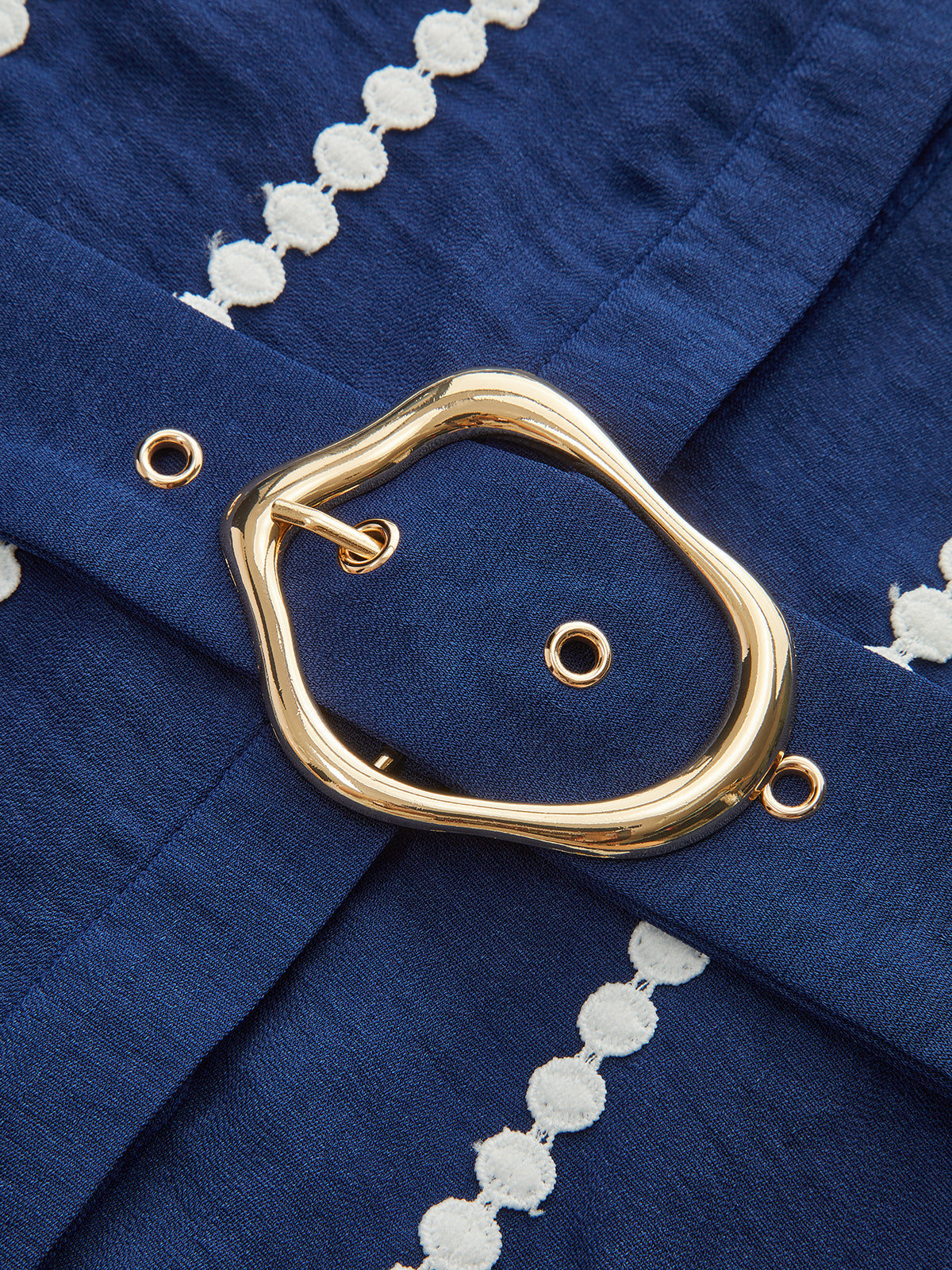 Contrast Lace-Trimmed Belted Shirt Dress