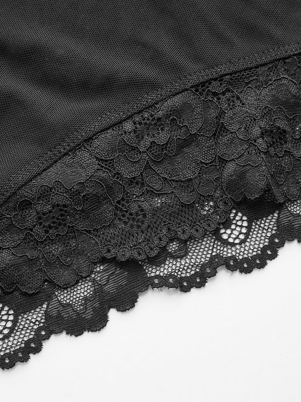 Body string en dentelle et résille transparentes à manches longues