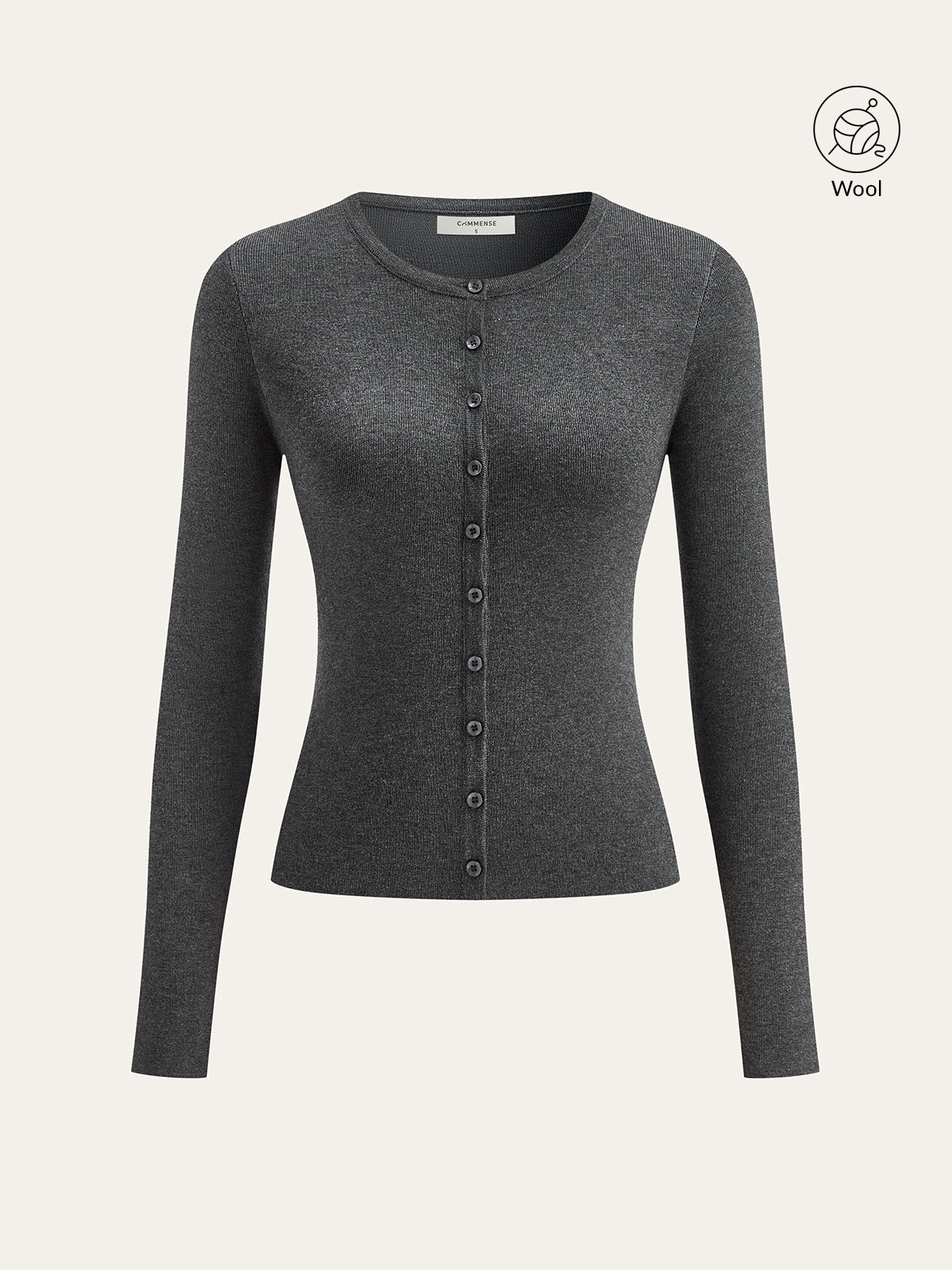 Wool Blend Fitted Button Knit Top
