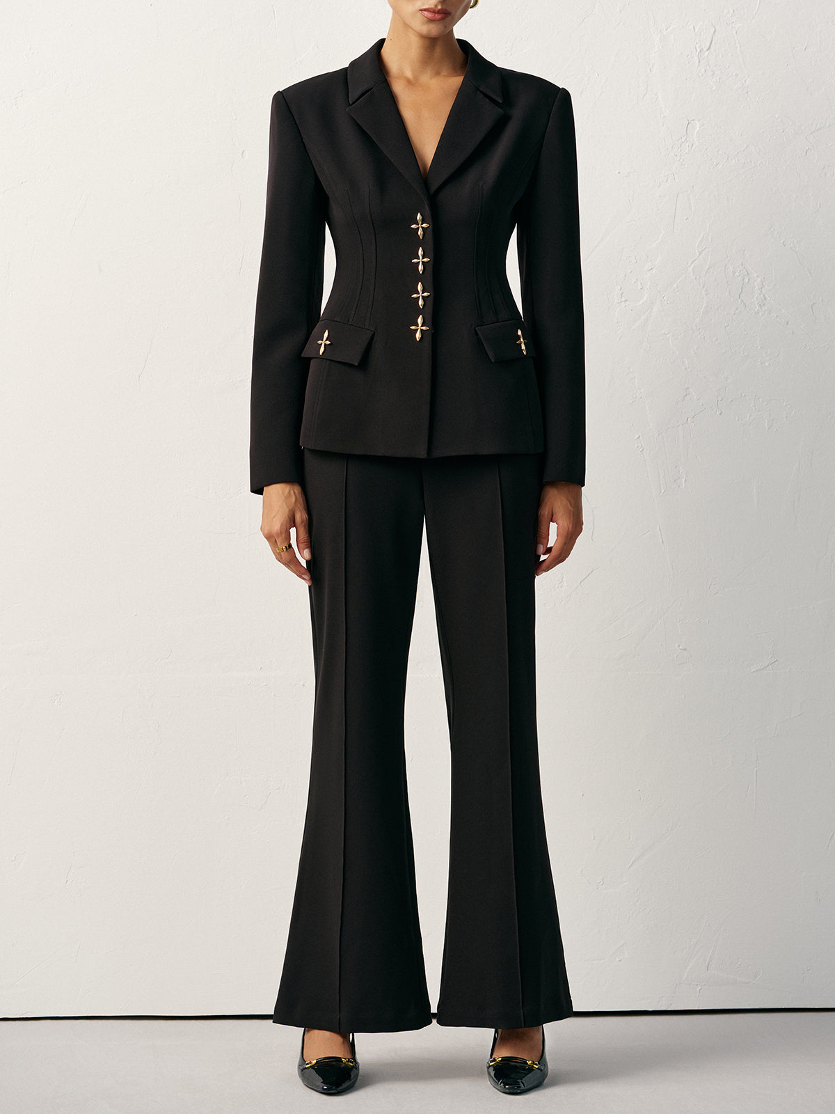 Pantalon évasé taille mi-haute 