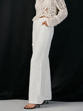 Tweed Mid-Waisted Wide-Leg Pants