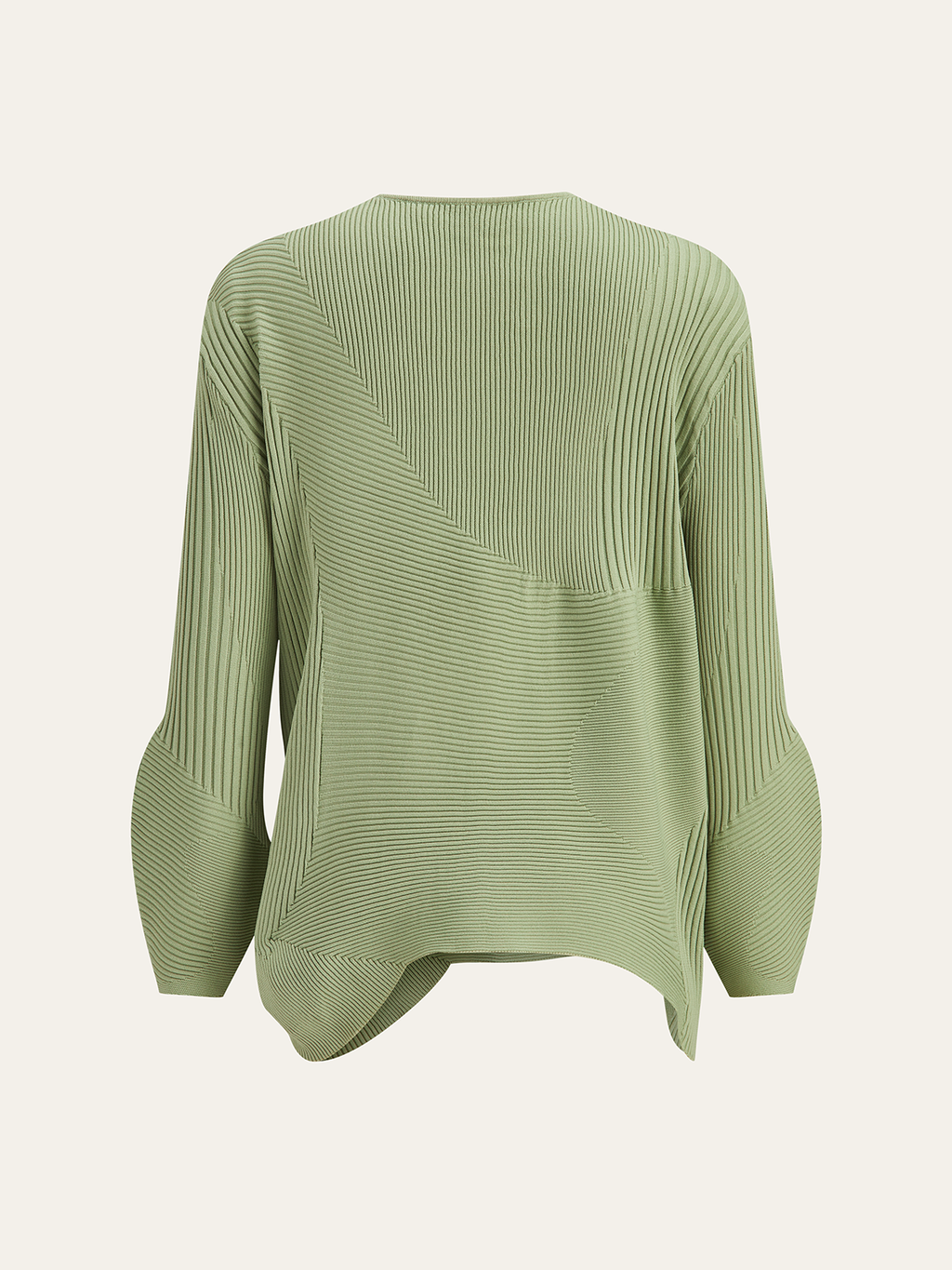V-Ausschnitt Strukturierter Strickpullover mit asymmetrischem Saum