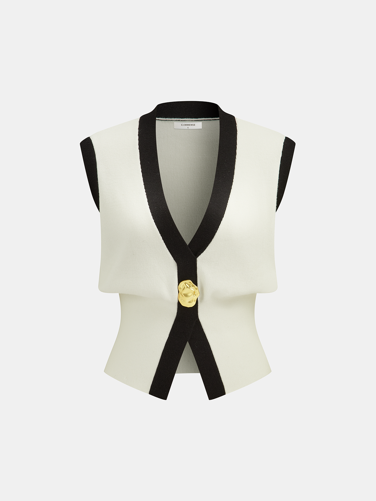 Contrast Trim Knit Vest and Midi Skirt Set