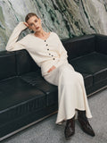 Strick-Cardigan mit V-Ausschnitt und Knopfleiste und Maxi-Rock-Set