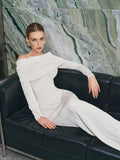 Strukturiertes schulterfreies Midi-Kleid mit Meerjungfrauen-Saum
