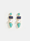 Layered Geometric Pearl Earrings