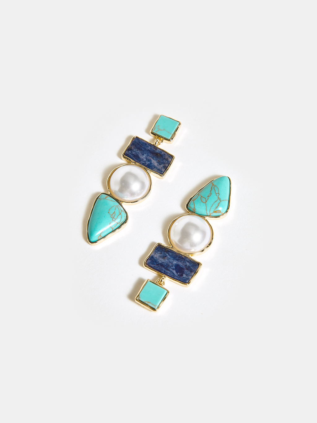 Layered Geometric Pearl Earrings