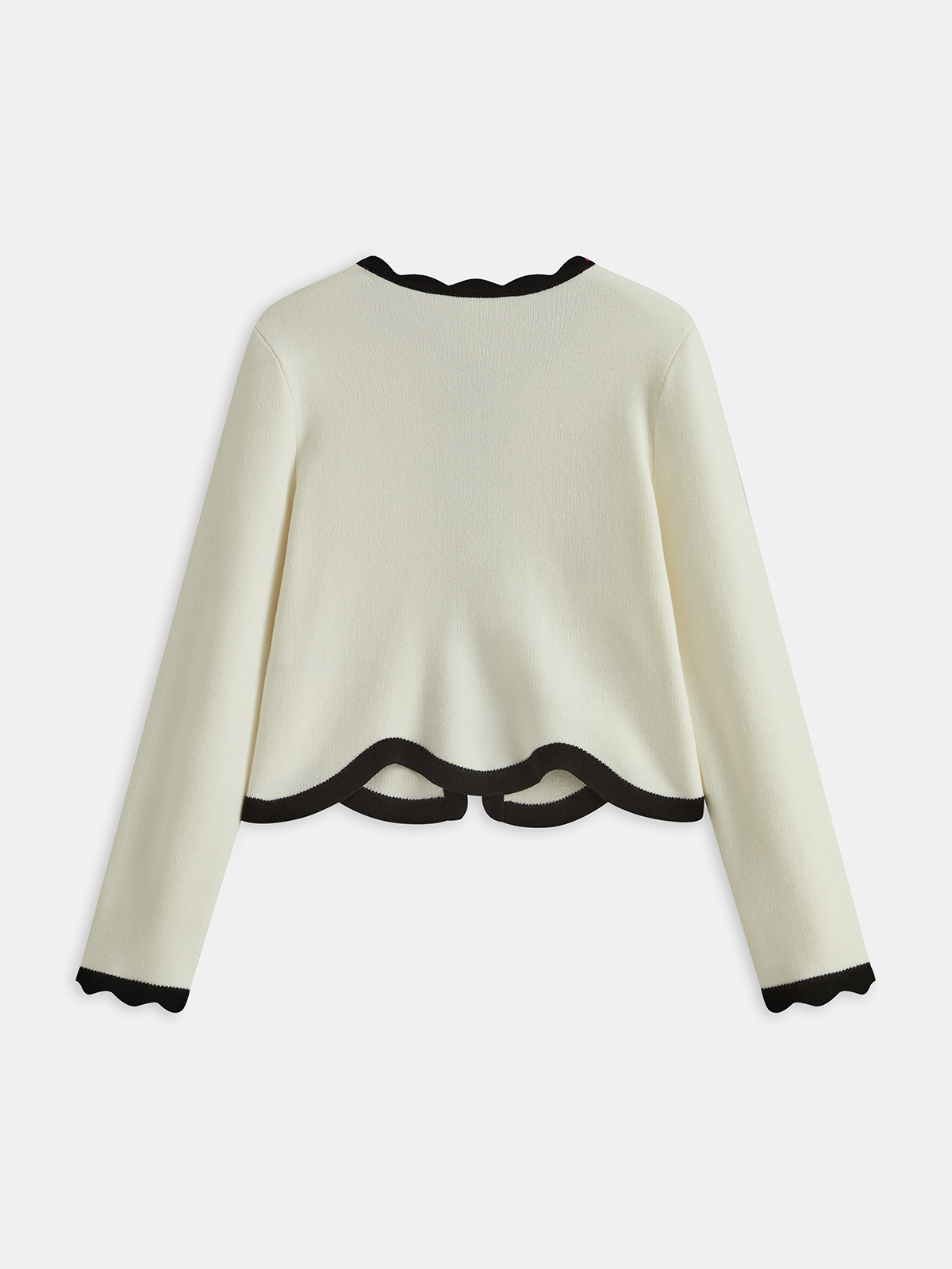 Contrast Scallop Trim Knit Cardigan