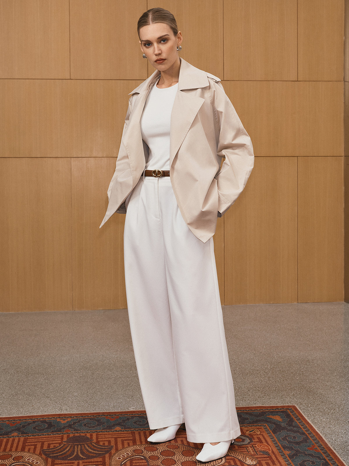 Wide Lapel Belted Trench Coat