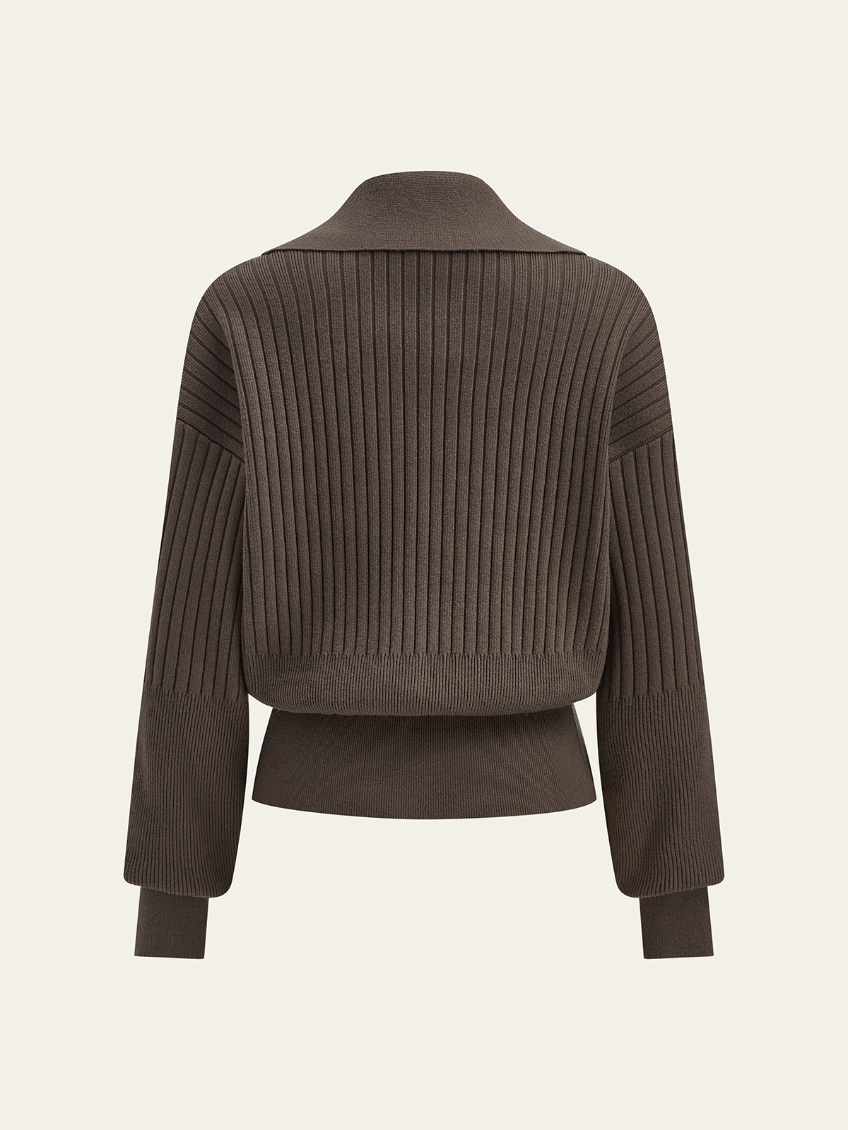 Ribbed Collared Metal Button Cardigan