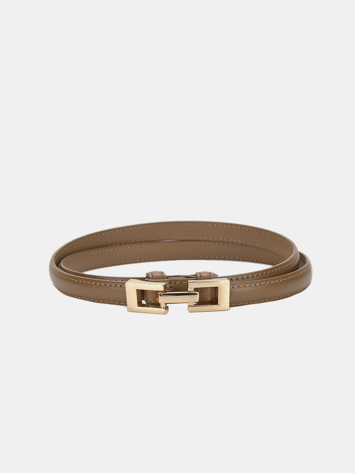 Ceinture fine en cuir à boucle carrée