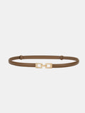 Ceinture fine en cuir à boucle carrée