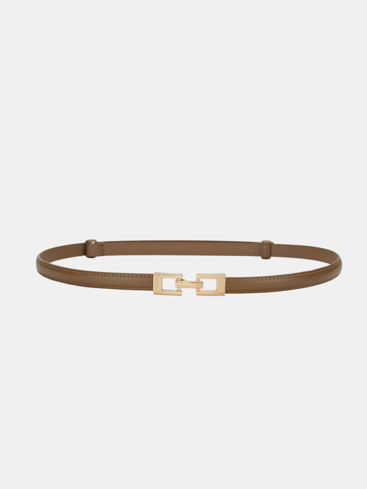 Ceinture fine en cuir à boucle carrée