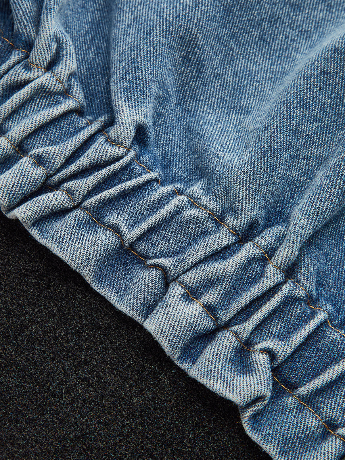 Vêtements d'extérieur en maille avec empiècements en denim et fermeture éclair 