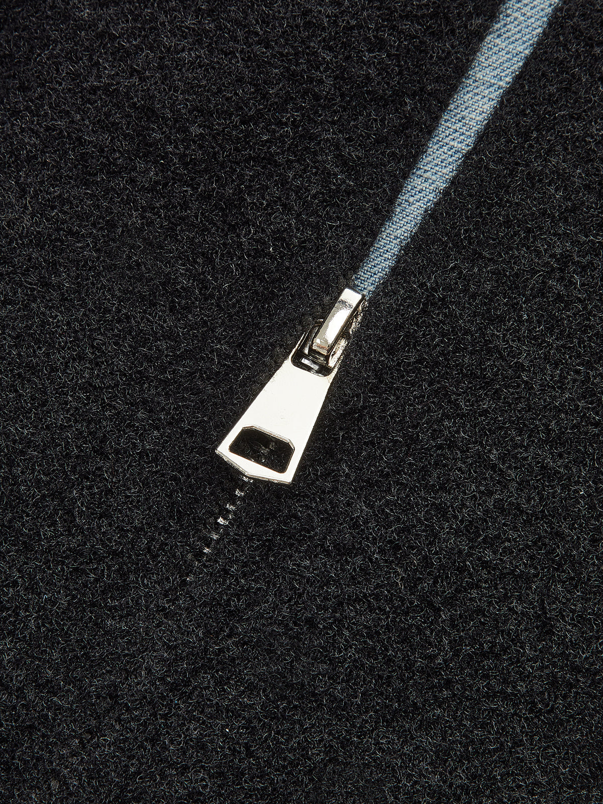 Zipper Denim Panel Knit Outerwear