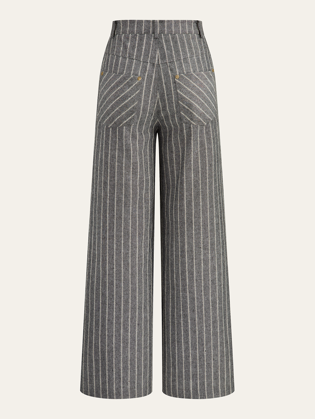 Nadelstreifen-Hose mit hohem Bund aus Leinen und Baumwolle