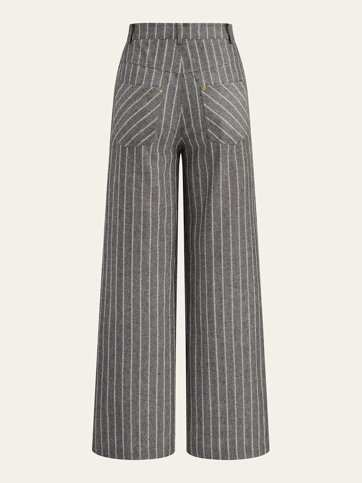 Nadelstreifen-Hose mit hohem Bund aus Leinen und Baumwolle