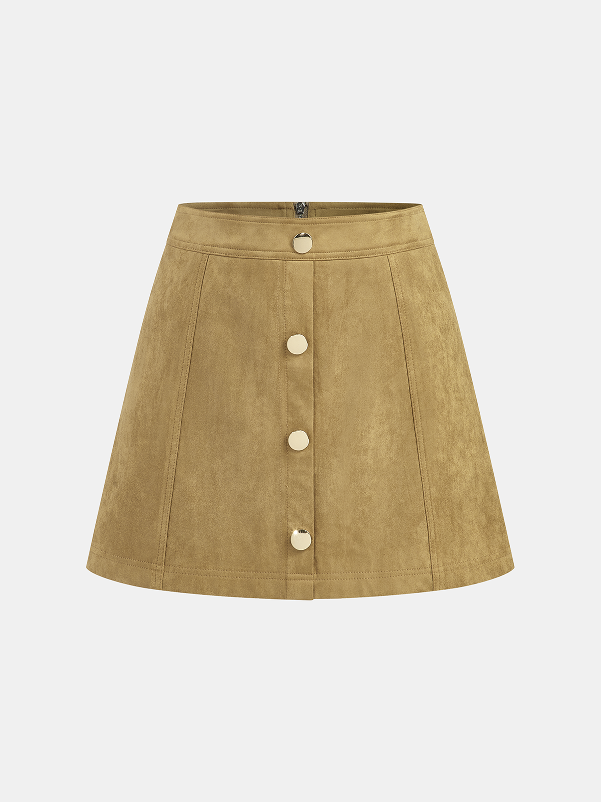 Decor Button Suede Effect Mini Skirt