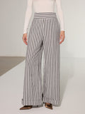 Gestreifte Baumwollhose mit weitem Bein