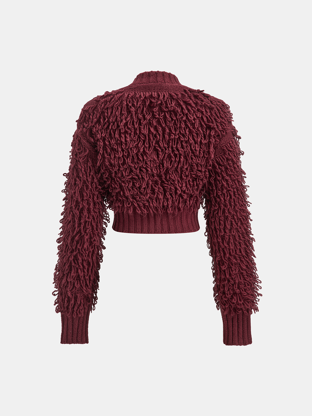 Strukturierter Strickpullover mit Fransen und Knöpfen