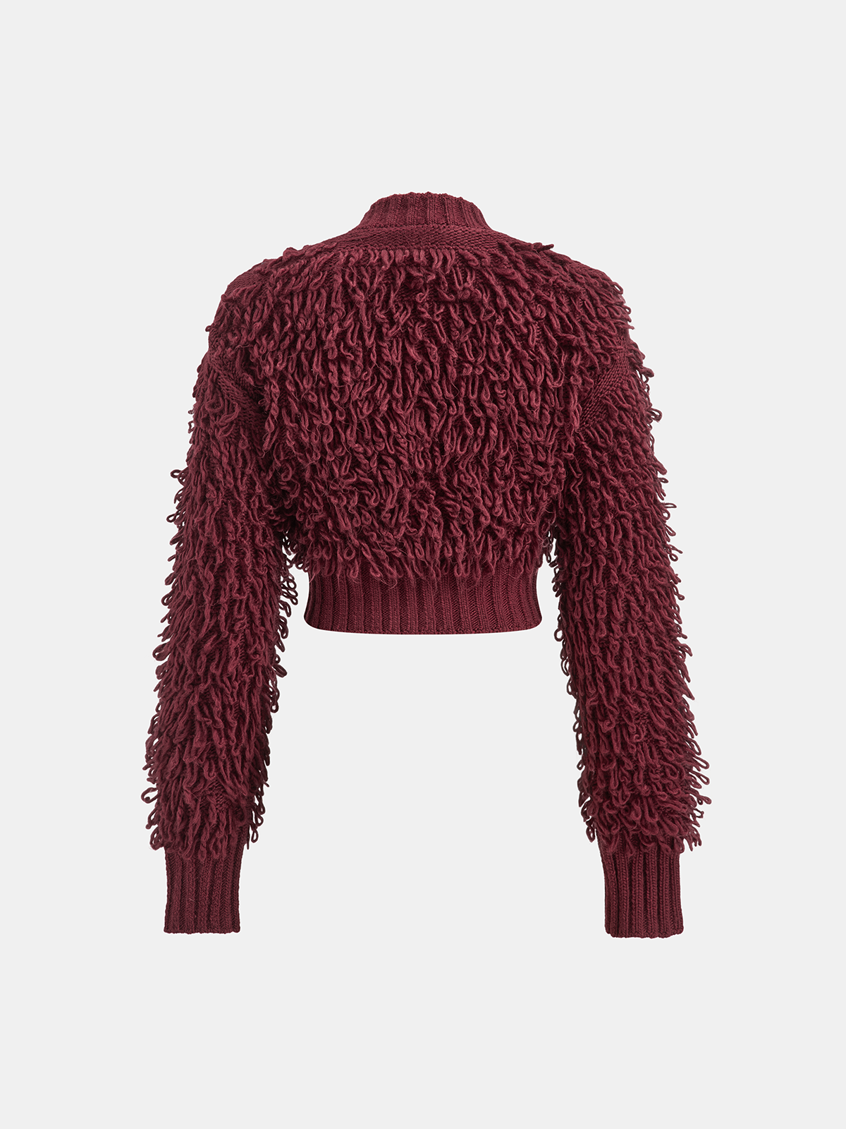 Strukturierter Strickpullover mit Fransen und Knöpfen