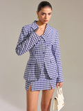 Blazer à carreaux vichy vintage avec poches
