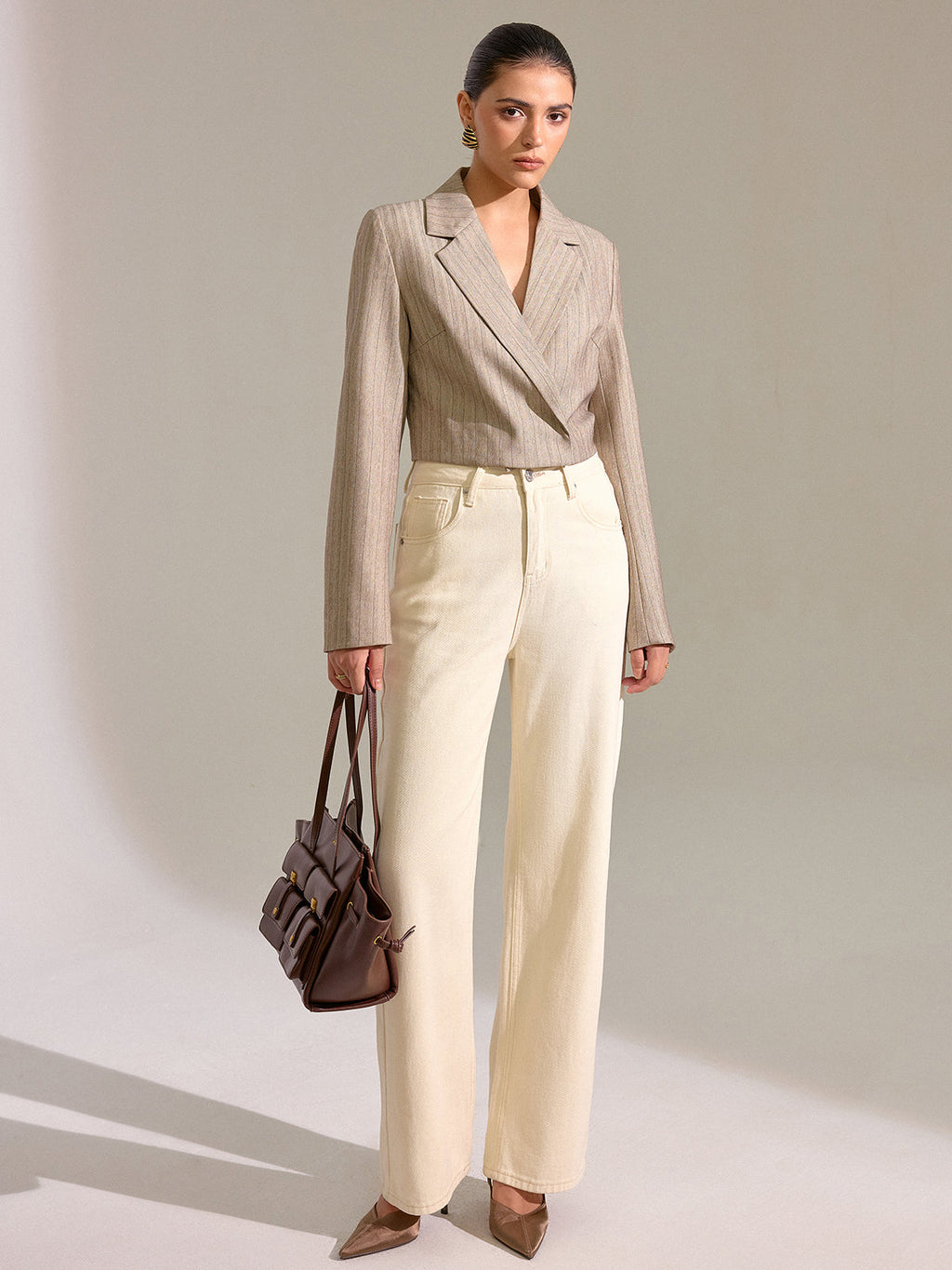 Pinstripe Cropped Blazer