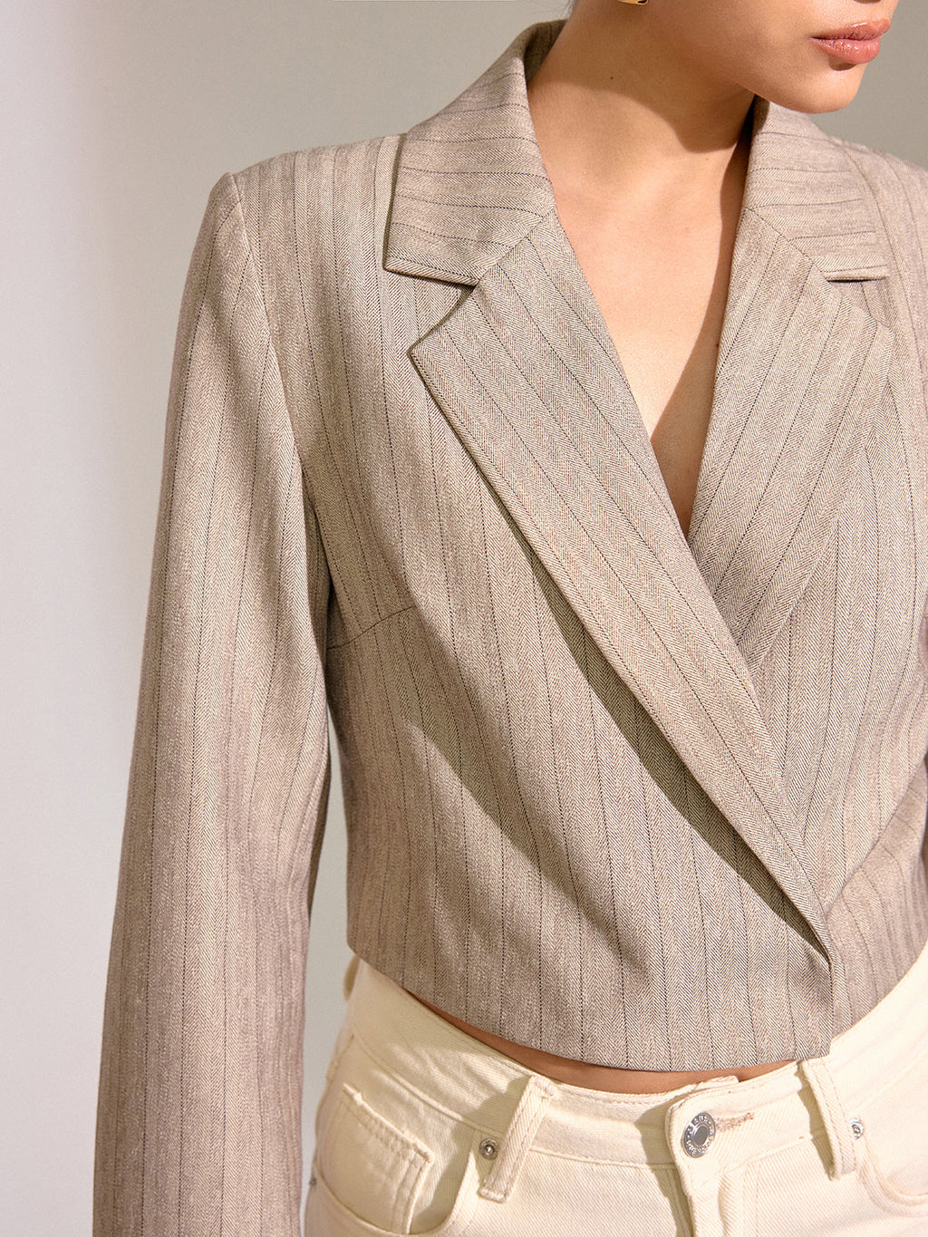 Pinstripe Cropped Blazer
