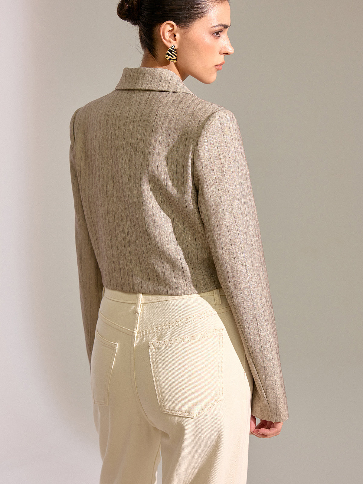 Pinstripe Cropped Blazer