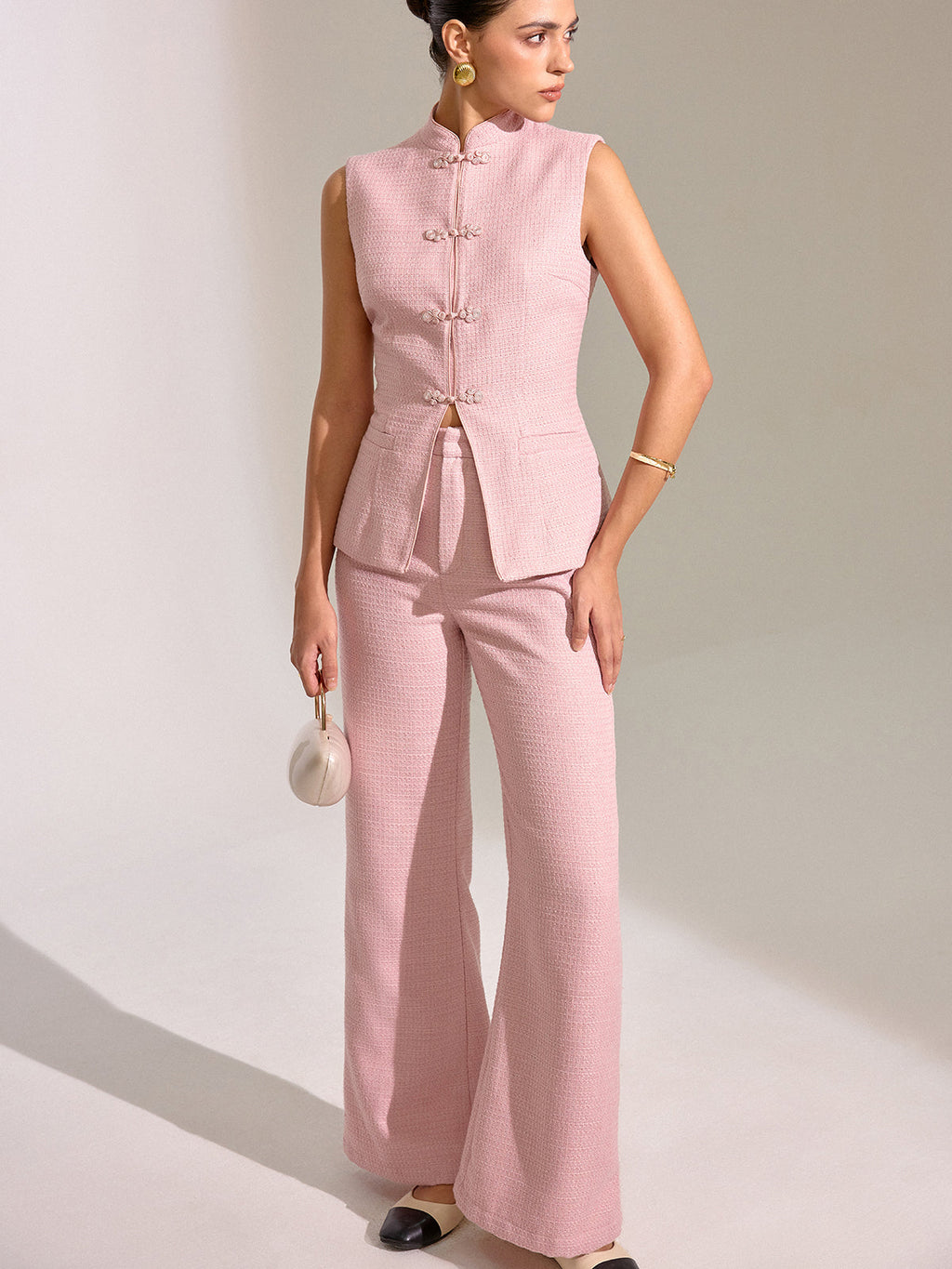 Textured Knot Button Vest