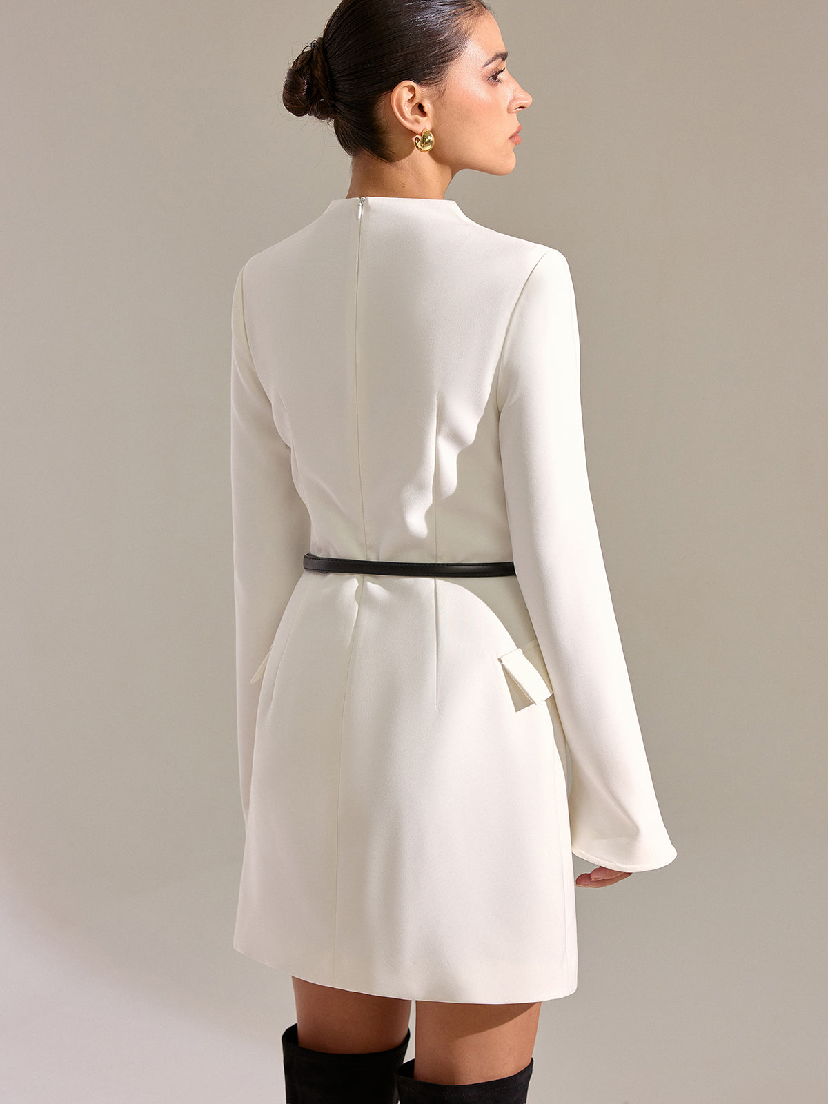 Horsebit Decor V-Neck Dress