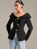 Blazer mit breitem Revers und Carmen-Ausschnitt