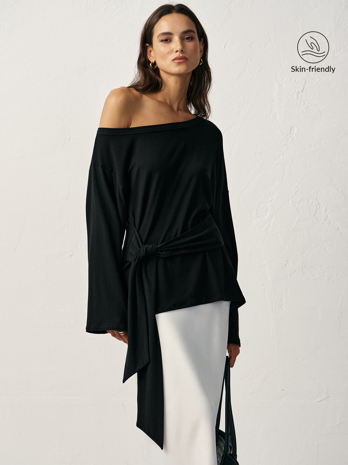 Off-Shoulder Long Sleeve T-Shirt