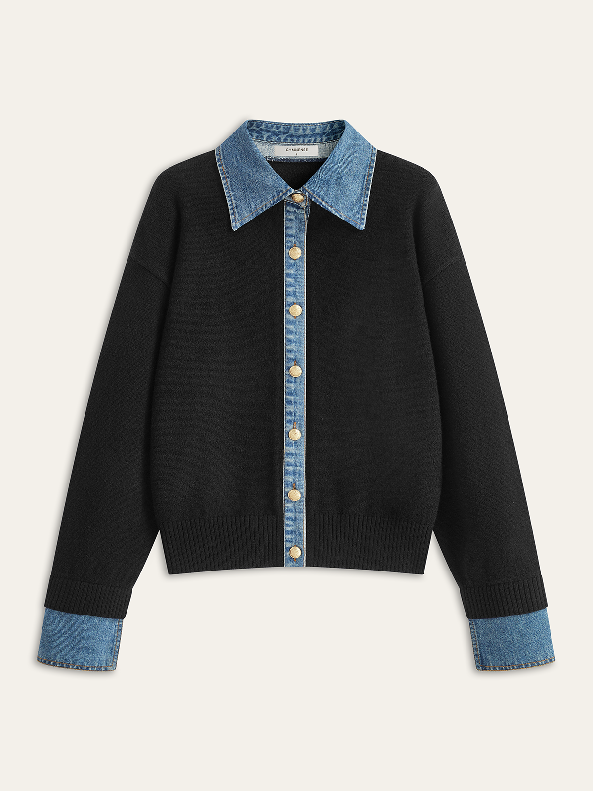 Denim Collar Buttoned Sweater