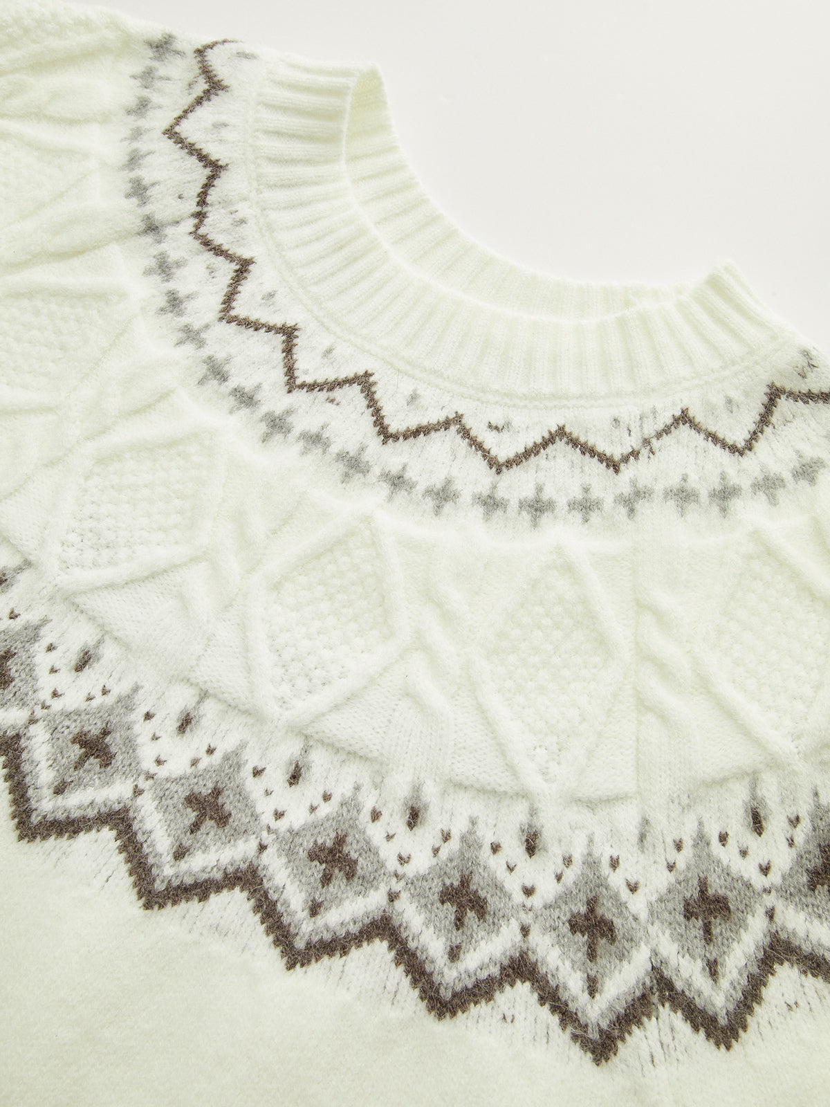 Fair Isle Pattern Short Sleeve Knit Top