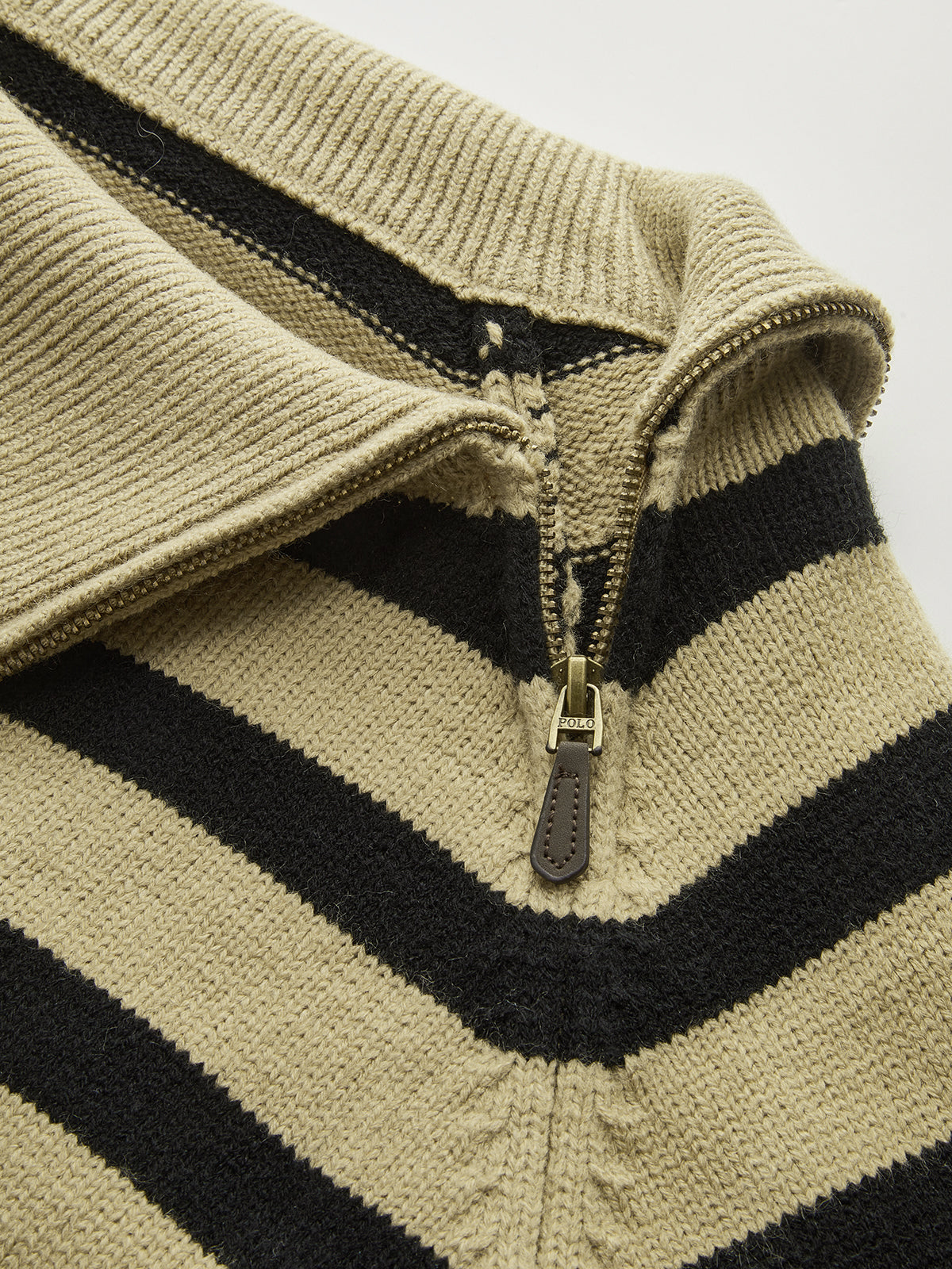 Asymmetric Zip Collar Striped Sweater