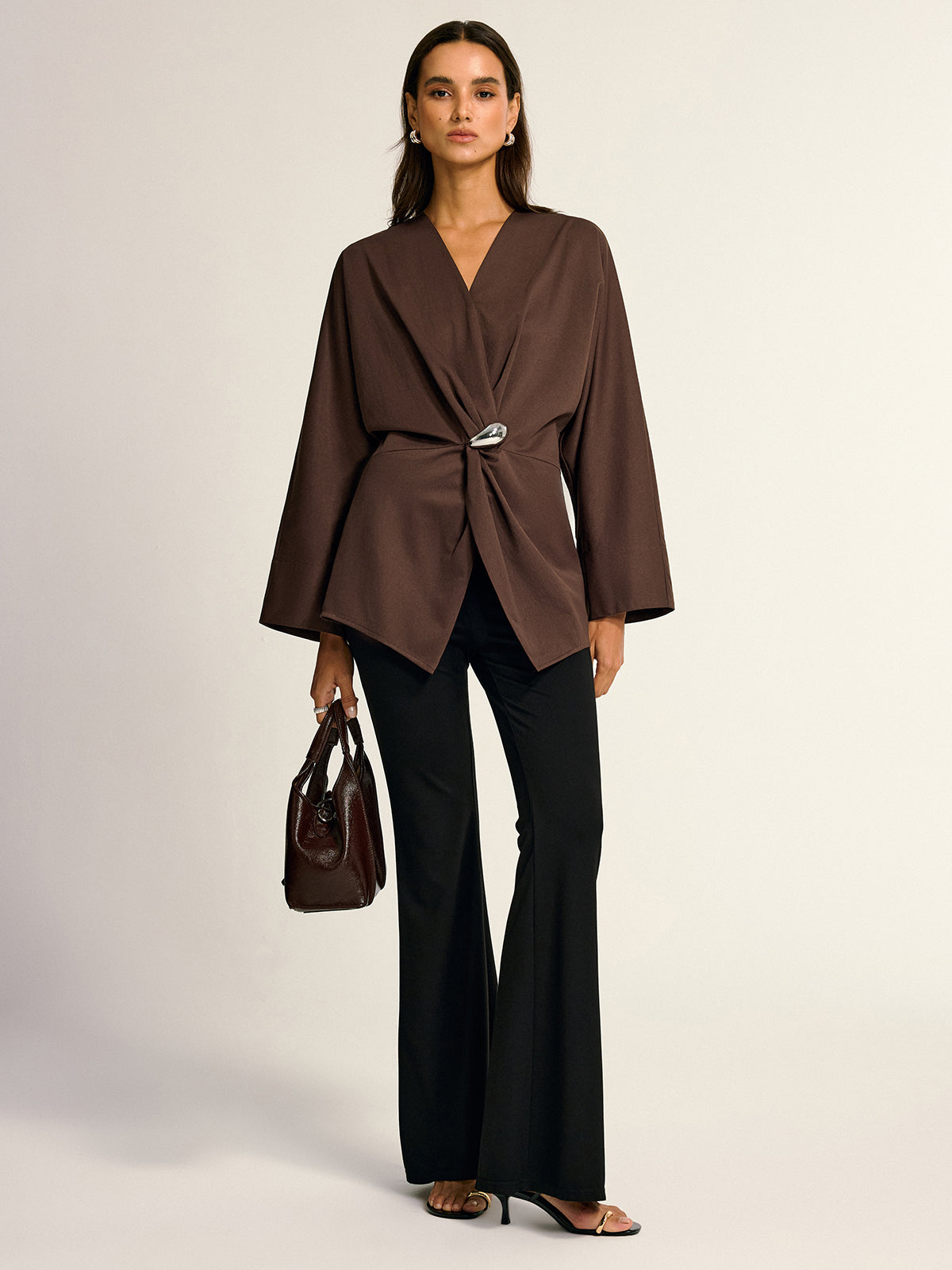 Metal Detail Draped Shirt