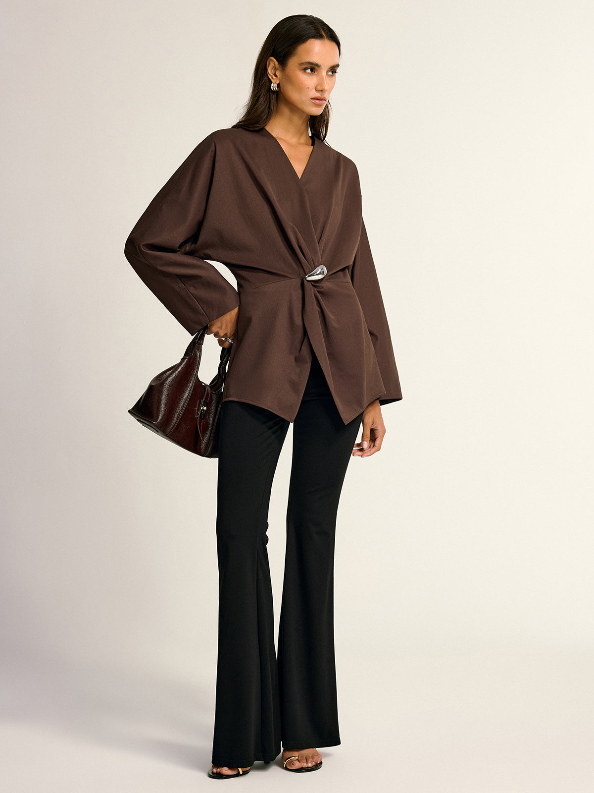 Metal Detail Draped Shirt