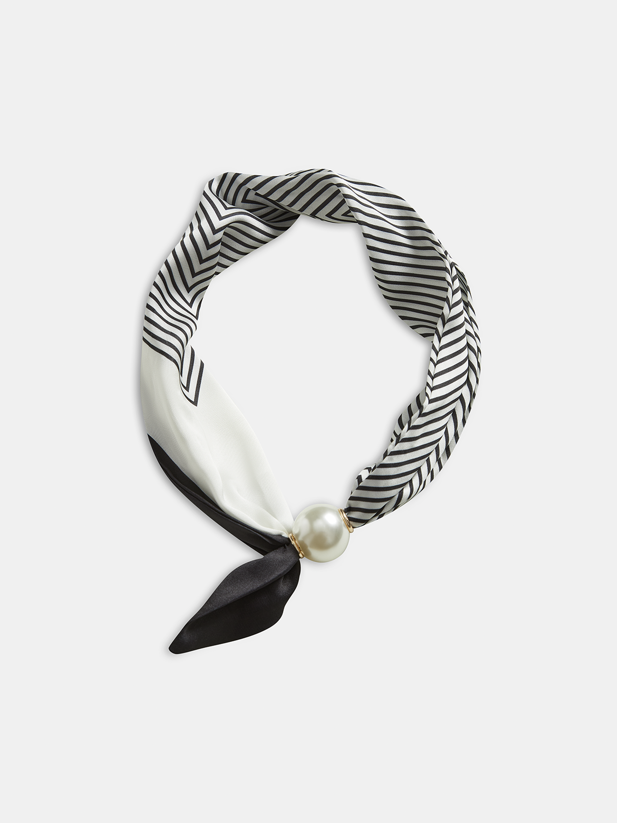 Pearl Magnetic Closure Striped Neck Scarf