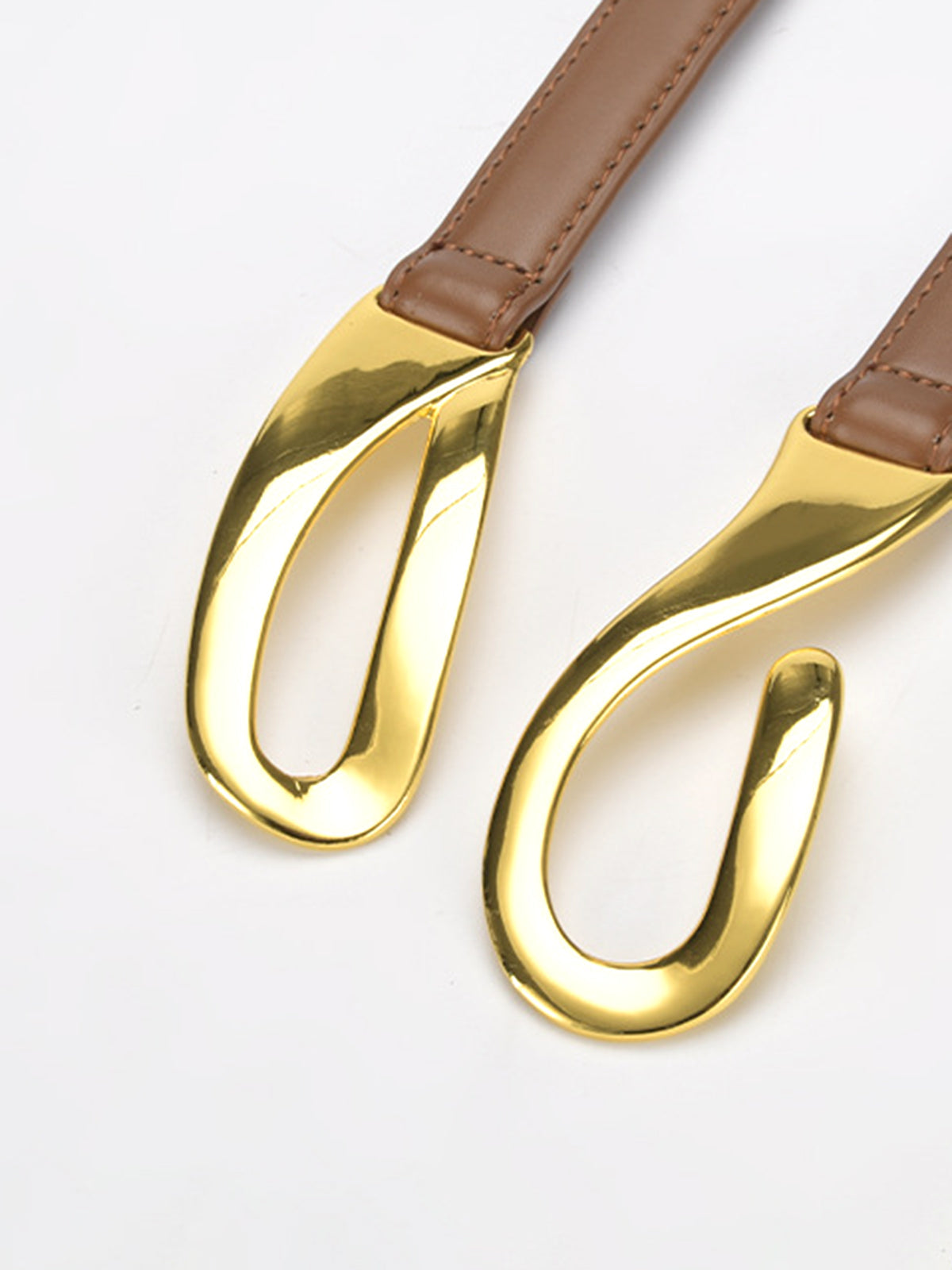 Golden Interlocking Buckle Leather Belt