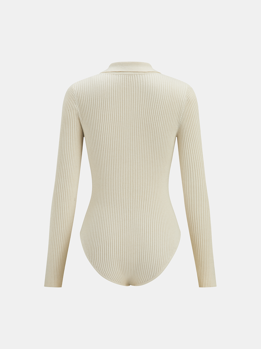 Body en maille côtelée à col polo zippé