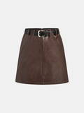 Mini-jupe en similicuir avec ceinture