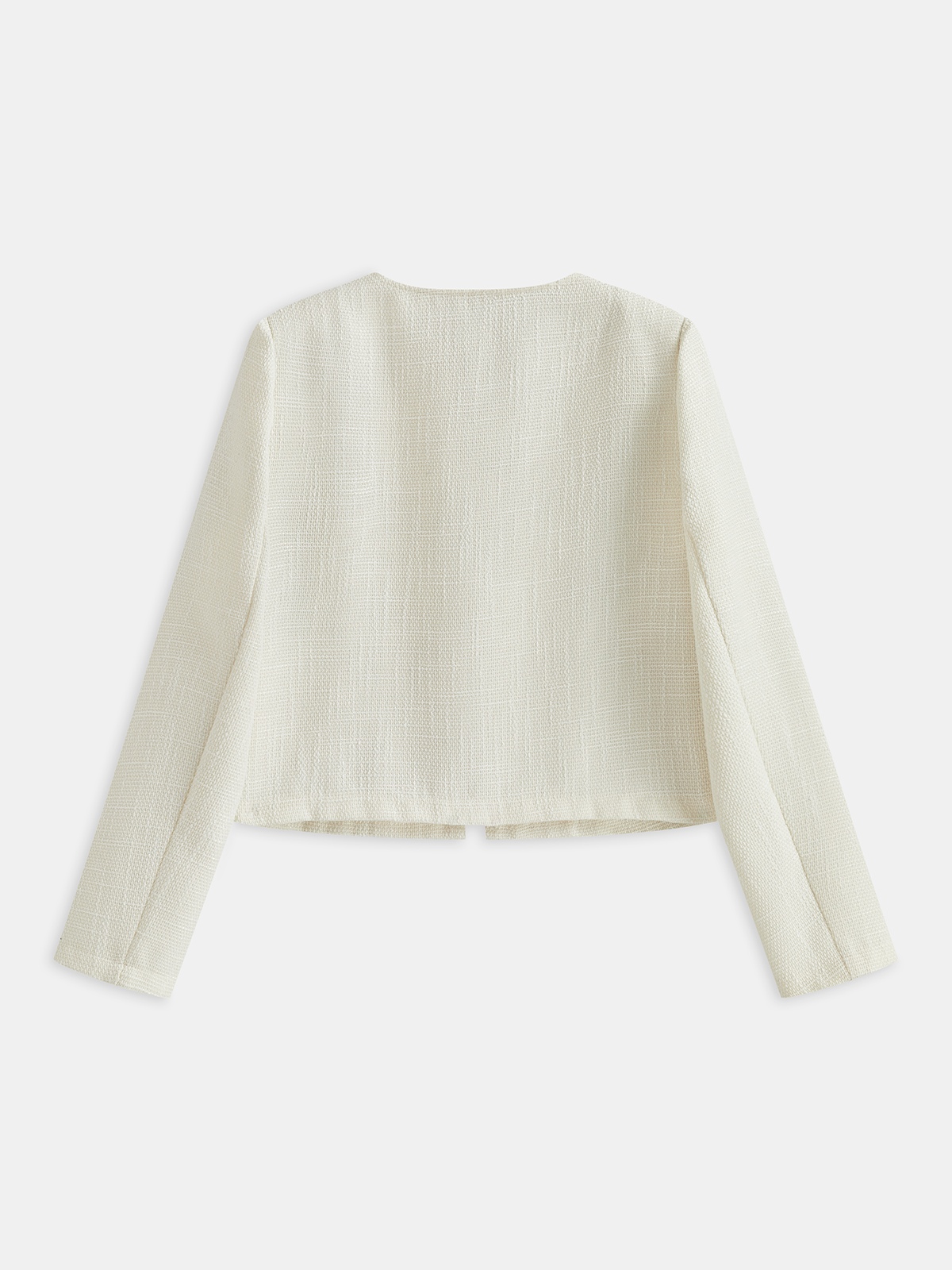 Tweed Contrast Trim Round Neck Blazer