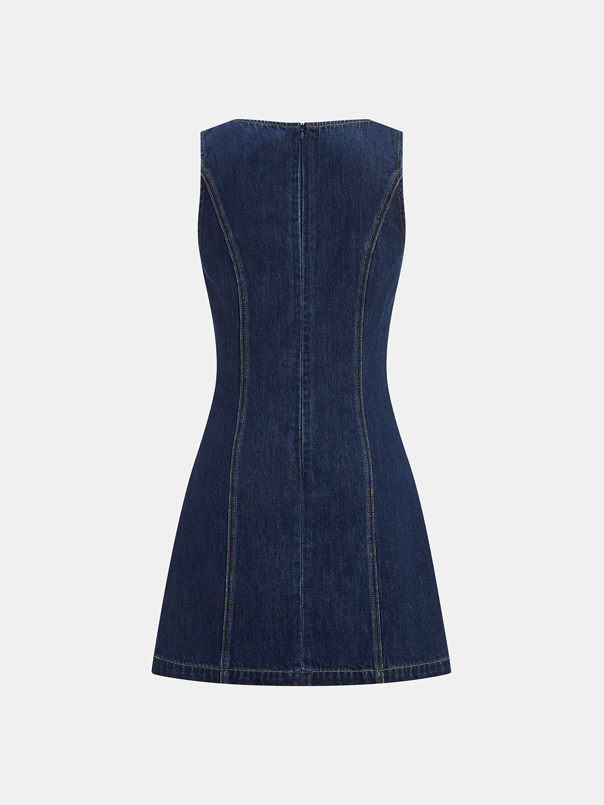 Metal Detail Denim Sleeveless Mini Dress