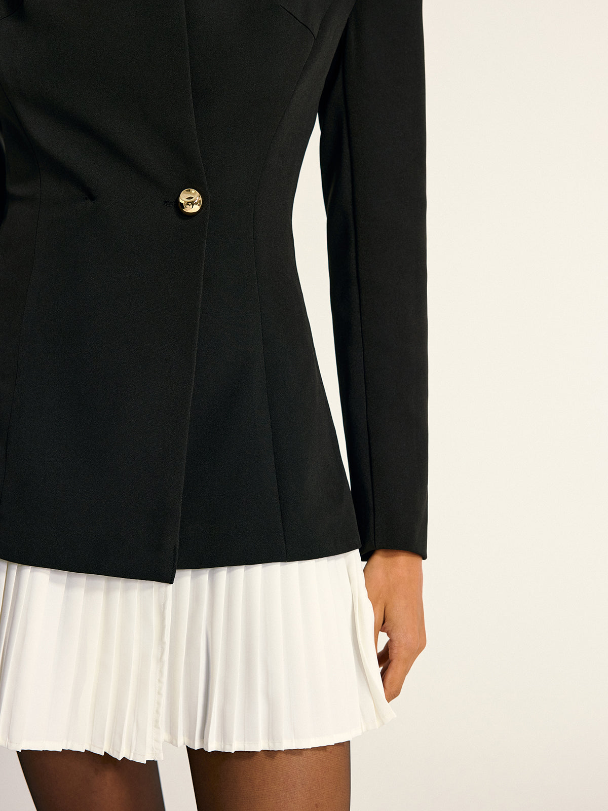 Contrast Pleated Hem Blazer Dress