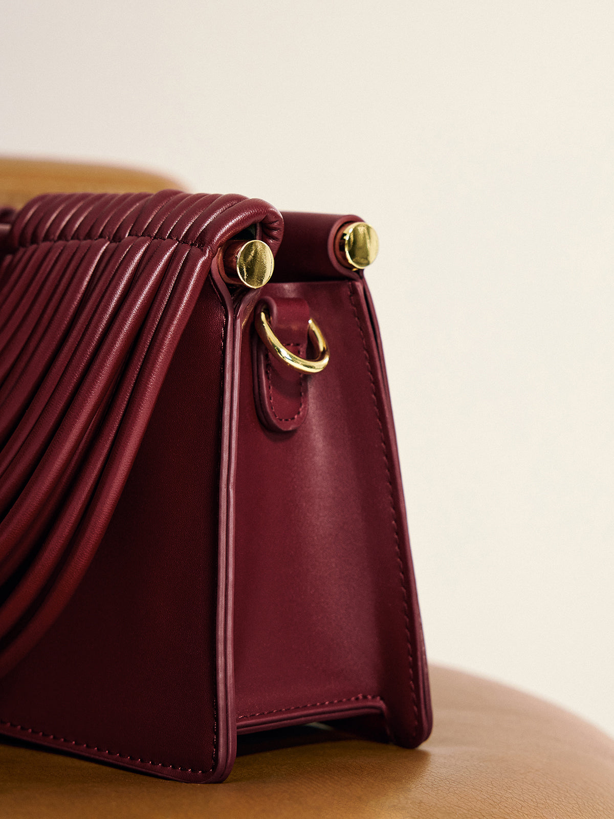 Sac en cuir PU à poignée incurvée et rayée