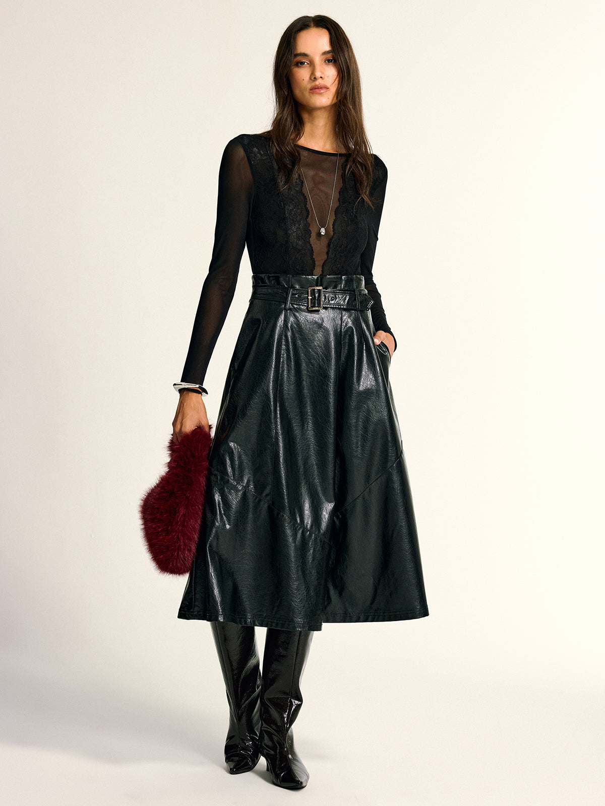 Long Sleeve Sheer Lace Mesh Bodysuit