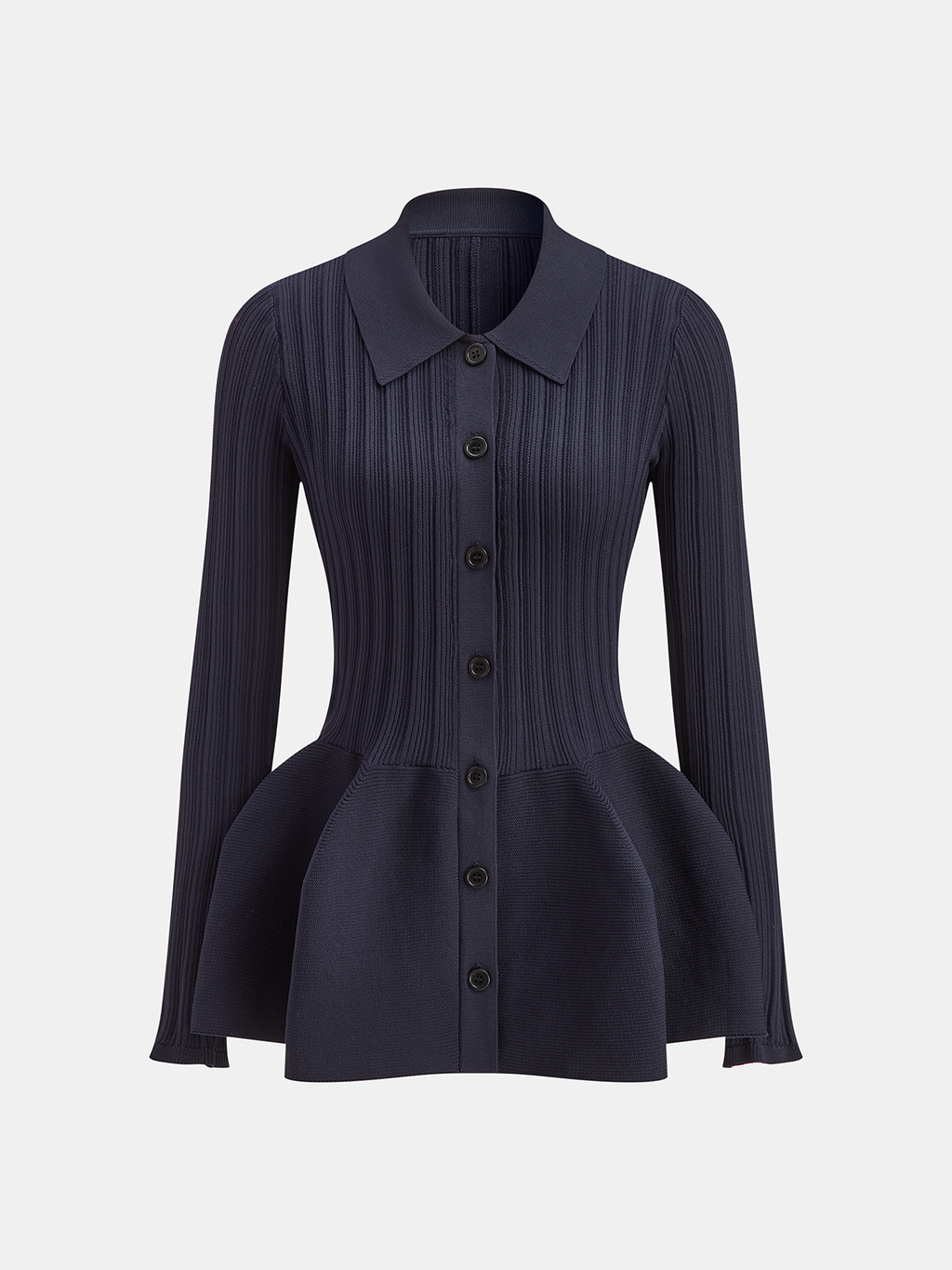 Cardigan mit Kragen, Knopfleiste und Schößchen