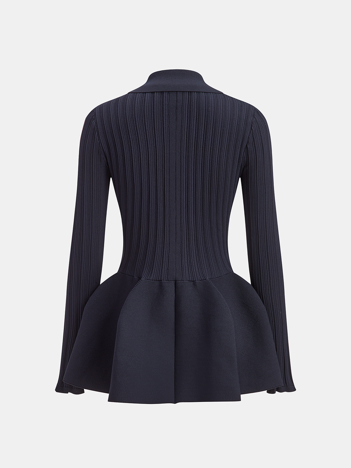 Collared Buttoned Peplum Cardigan
