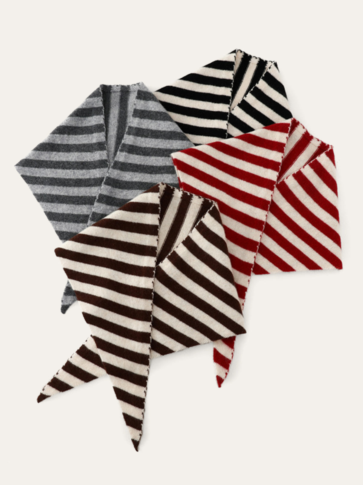 Wool Striped Triangular Scarf